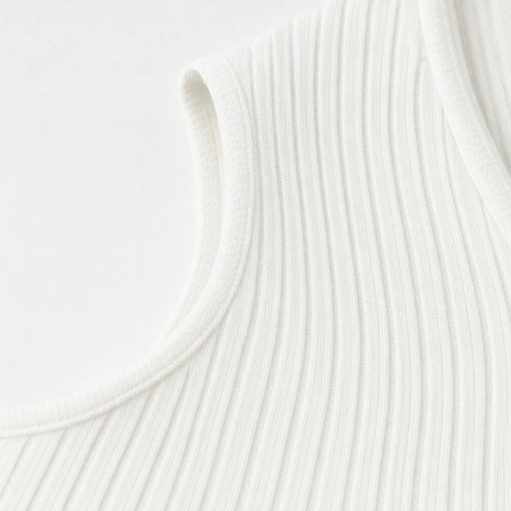 Veloura – Twist V-Neck Ribbed Cold-Shoulder Top