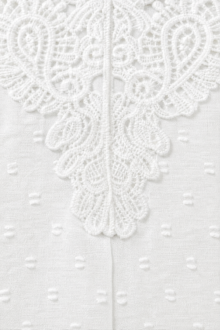 Lunavere – V-Neck Lace-Look Sleeve Long Sleeve Blouse