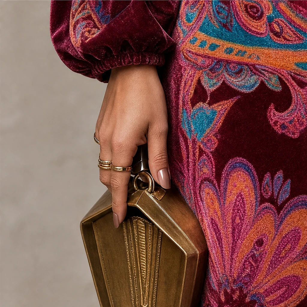 Overa – Paisley Velvet-Look Maxi Dress