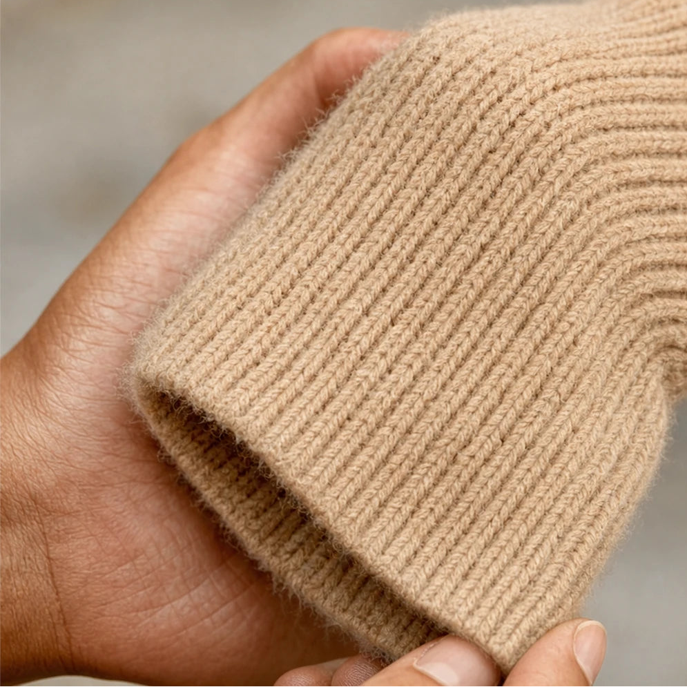 Foldelle – Asymmetrical Fold-Over Collar Knit Sweater