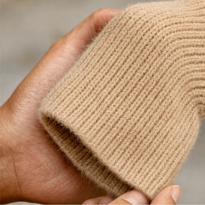 Foldelle – Asymmetrical Fold-Over Collar Knit Sweater