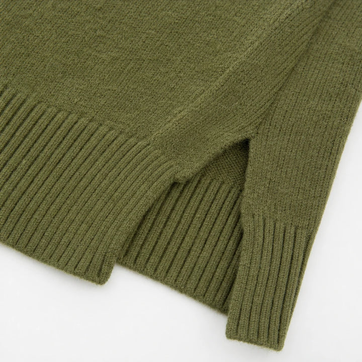 Buttonelle – Gold-Tone Button Shoulder Knit Sweater