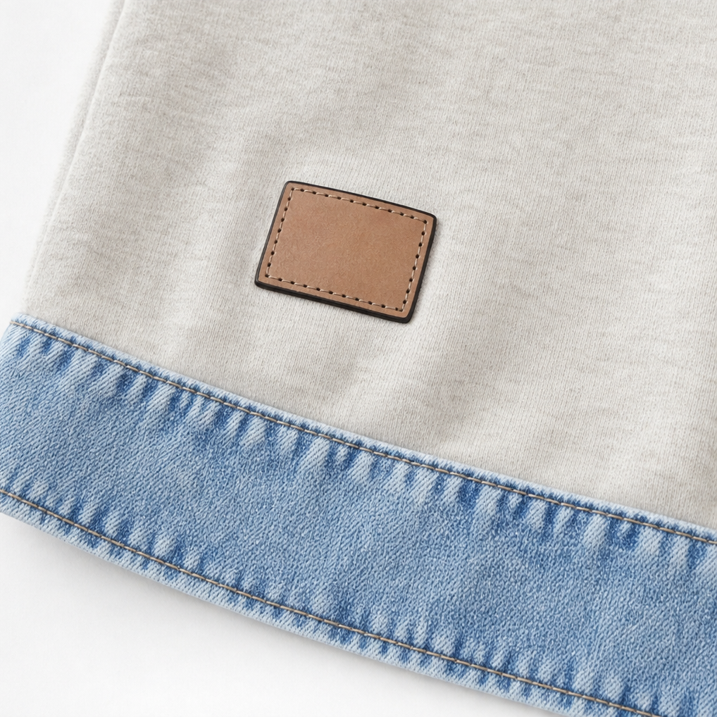 Denver & Wren – Denim-Yoke Colorblock Pullover Sweatshirt