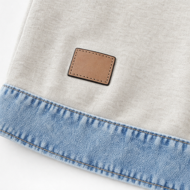 Denver & Wren – Denim-Yoke Colorblock Pullover Sweatshirt