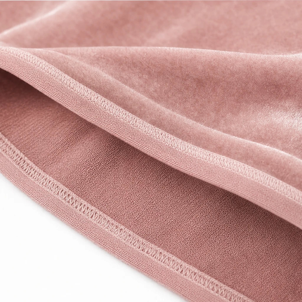 Velvetta – Draped Neck Velvet-Look Top With Button Cuffs