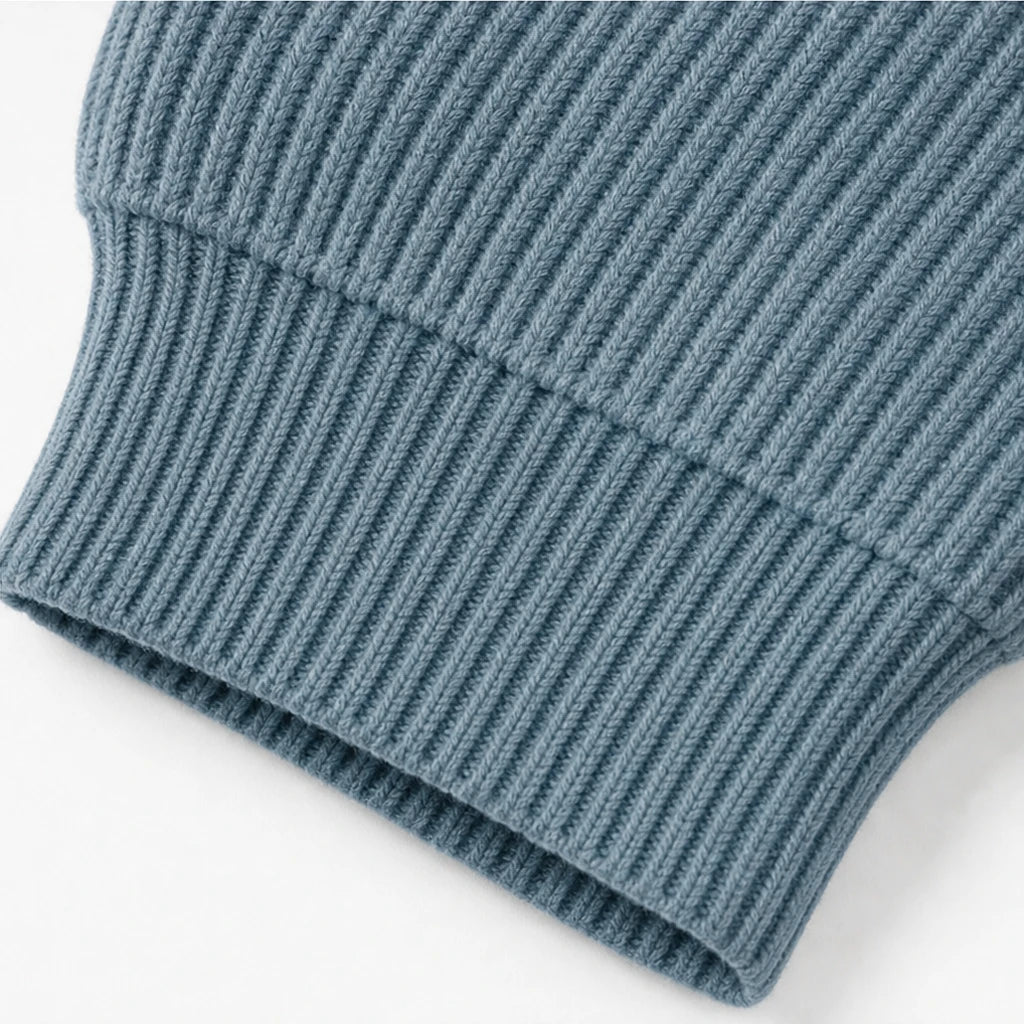 Cozalyn – Ribbed Quarter-Zip Elbow-Patch Pullover Sweater