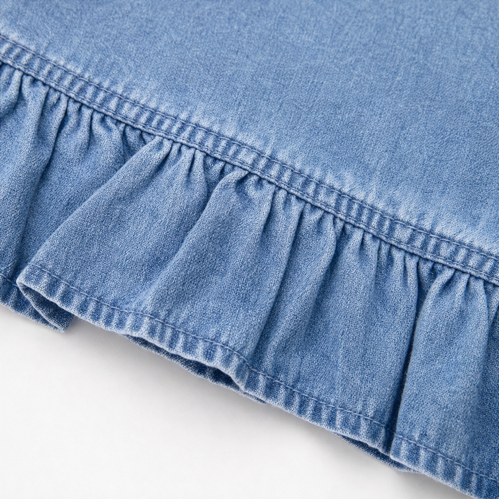 Ruffledenim – Ruffle-Trim Open-Front Denim Cardigan