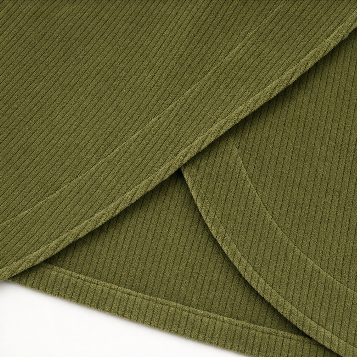 Draperly – Asymmetric Hem Hooded Corduroy Poncho