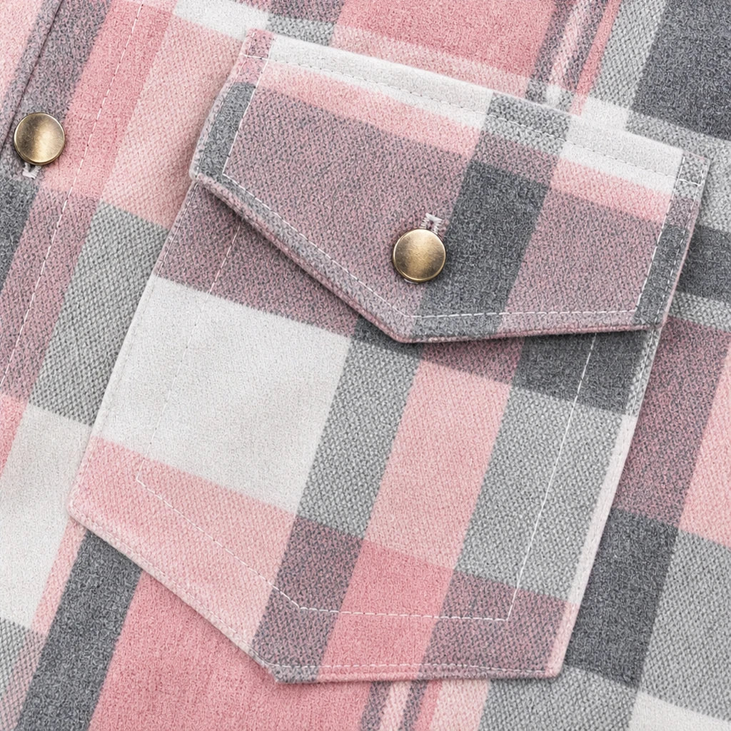 Plaidwell – Plaid Waist-Length Shirt Jacket