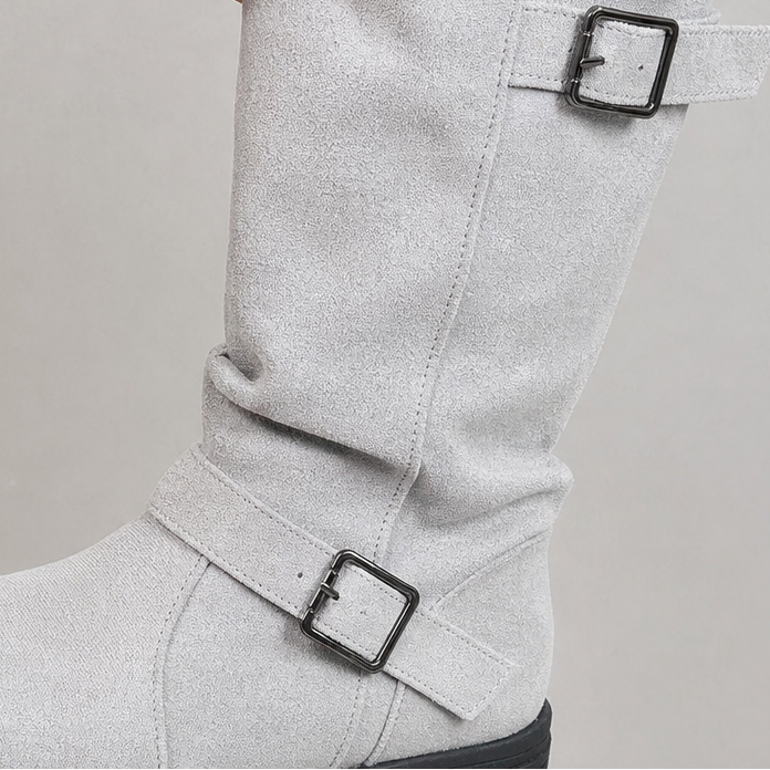 Calfden – Ribbed Cuff Lug Sole Slouch Boots