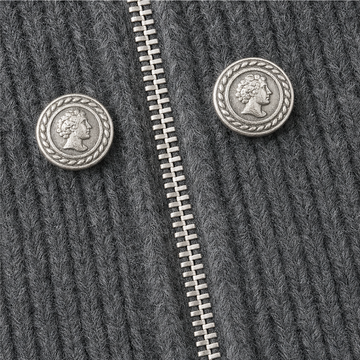 Wearvale – Two-Way Zip High-Neck Knit Cardigan