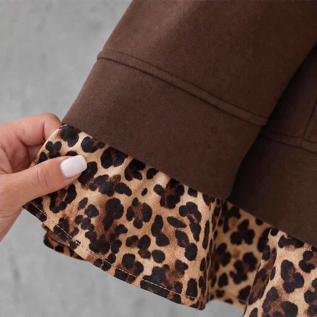 Leopard Muse – Leopard-Print Lapel Faux Two-Piece Dress