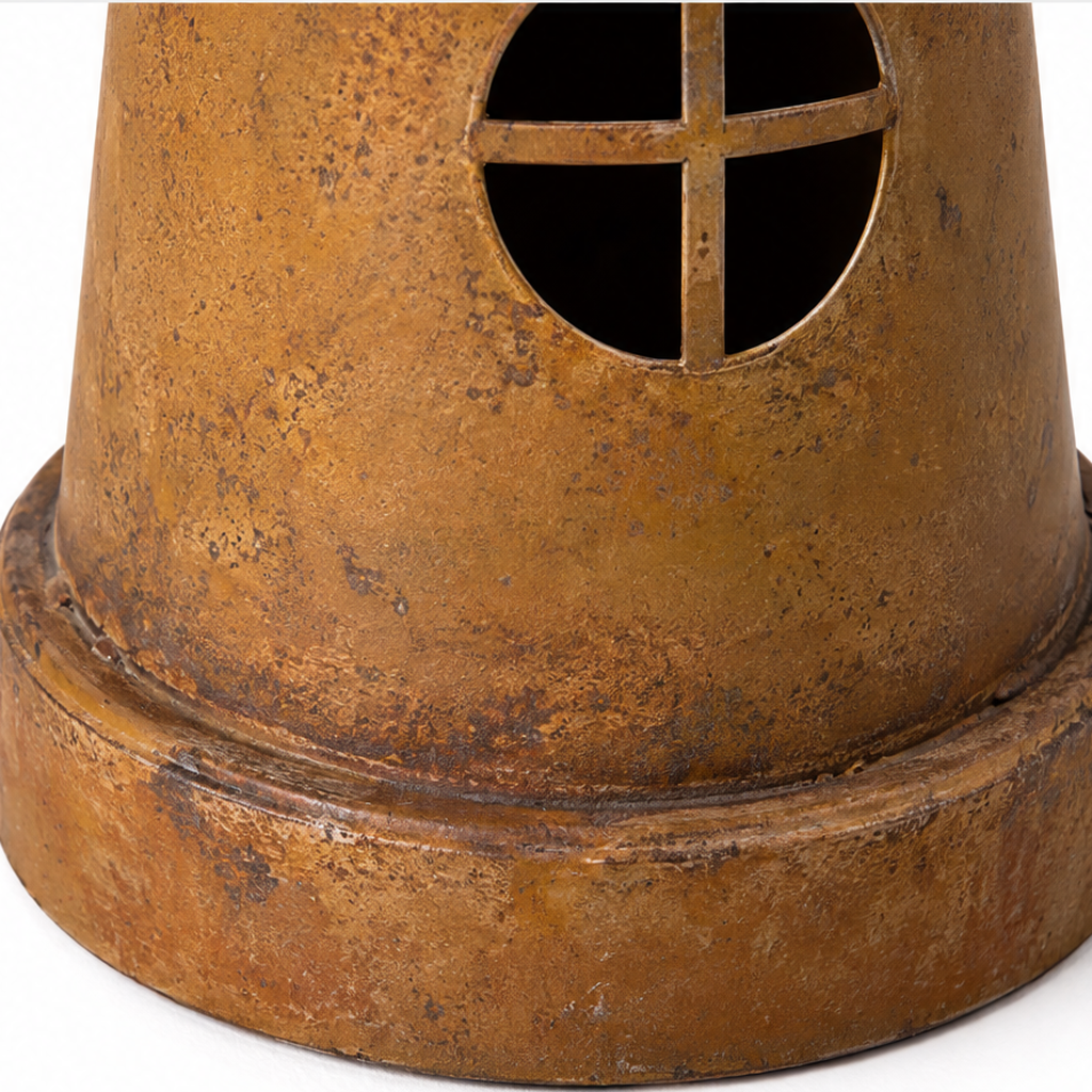 Lumenkeep – Distressed Metal Lighthouse Candle Lantern