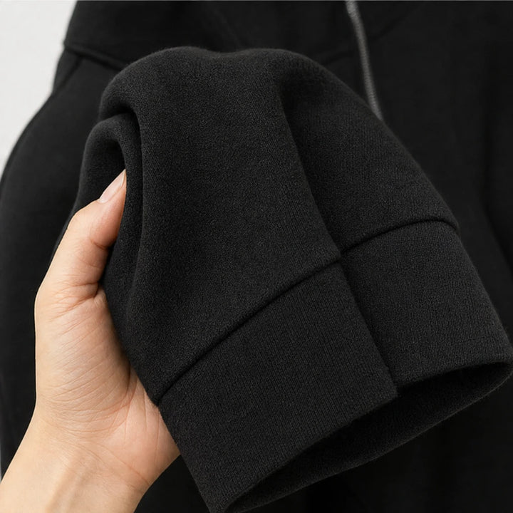 Cozyline – Knee-Length Fleece-Lined Zip-Up Hoodie