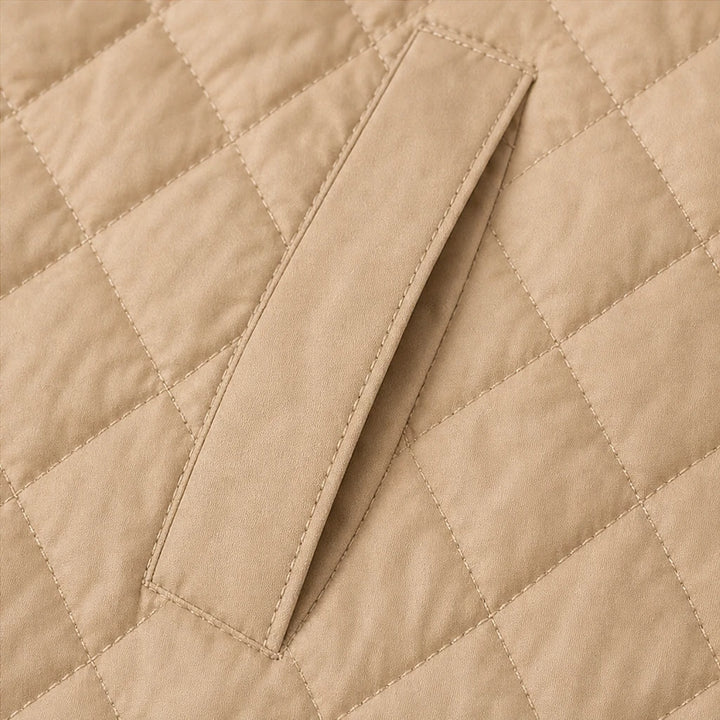 Loredana – Button-Front Quilted Mid-Season Jacket