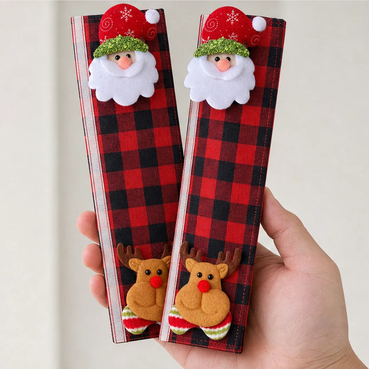 MerryHearth – Buffalo Plaid Christmas Refrigerator Handle Covers
