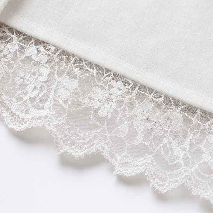 Lacewell – Sheer Lace Neckline Long-Sleeve Top