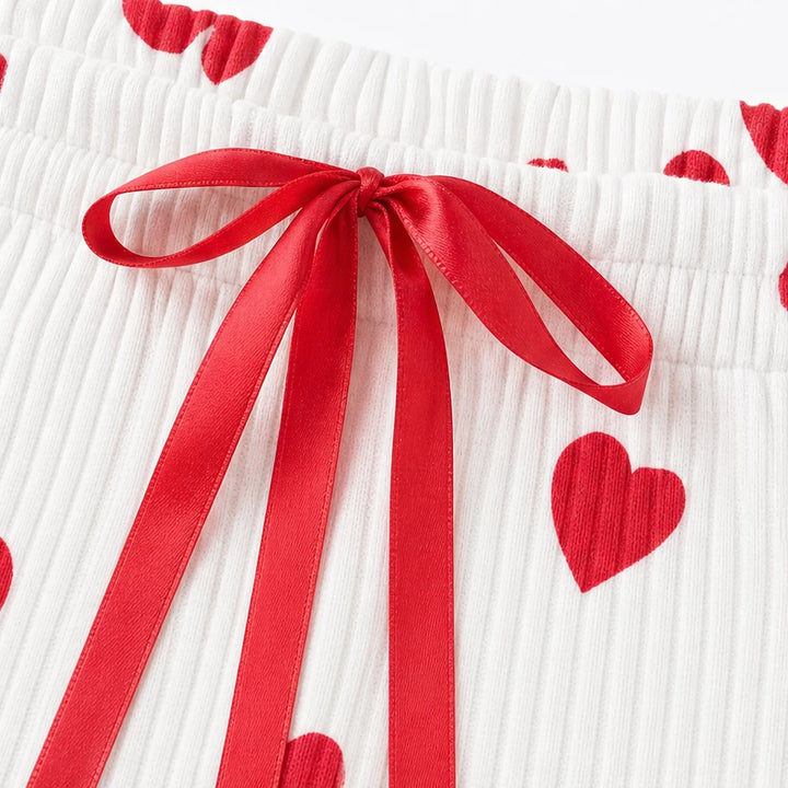 Heart Haven – Heart Print Ribbed Camisole Pajama Set
