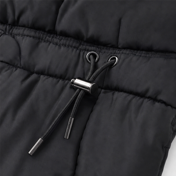 Veluna – Plush Hood Trim Mid-Long Padded Winter Coat