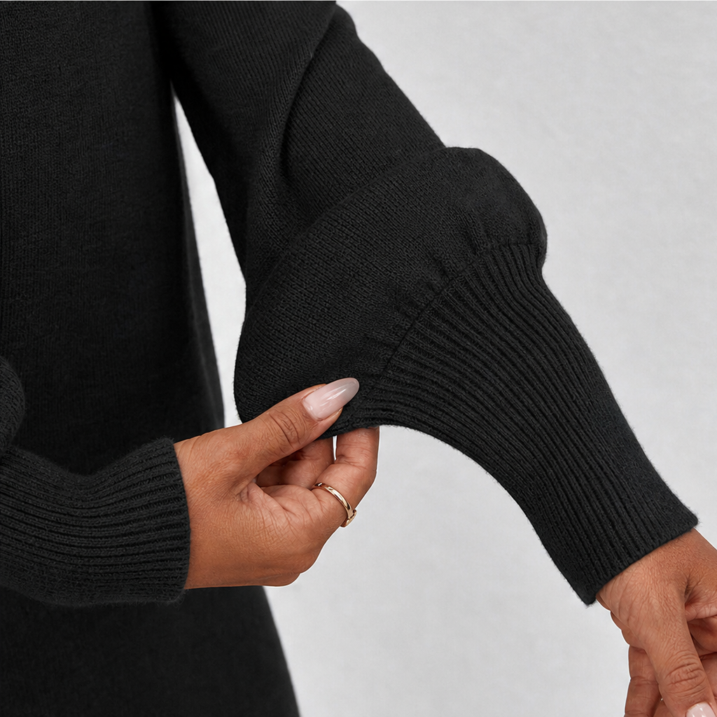 Veloura – Bat-Sleeve Wrap Knit Two-Piece Dress Set