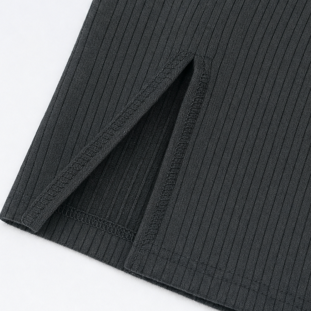 Velaform – Ribbed V-Neck Long-Sleeve Top And Skirt Set