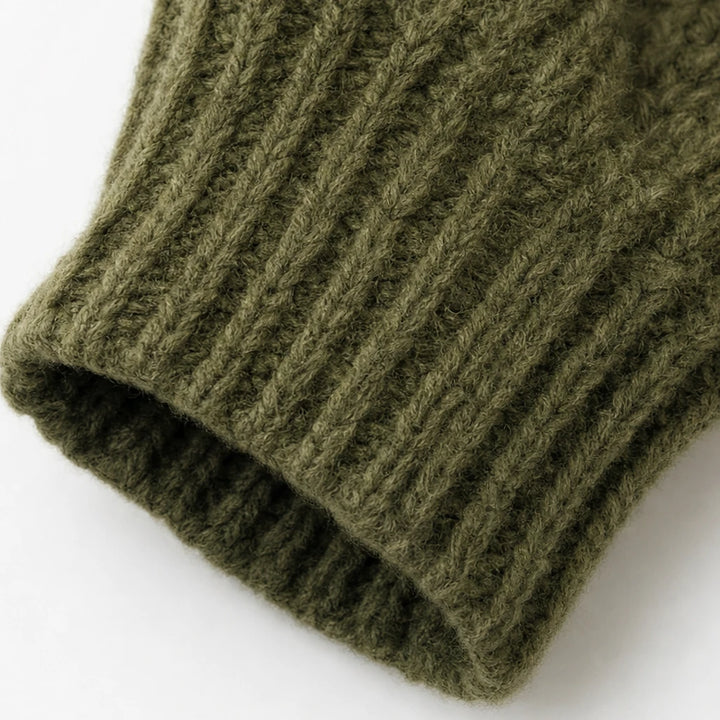 Aurelle – Gold Button Shoulder Knit Turtleneck Sweater