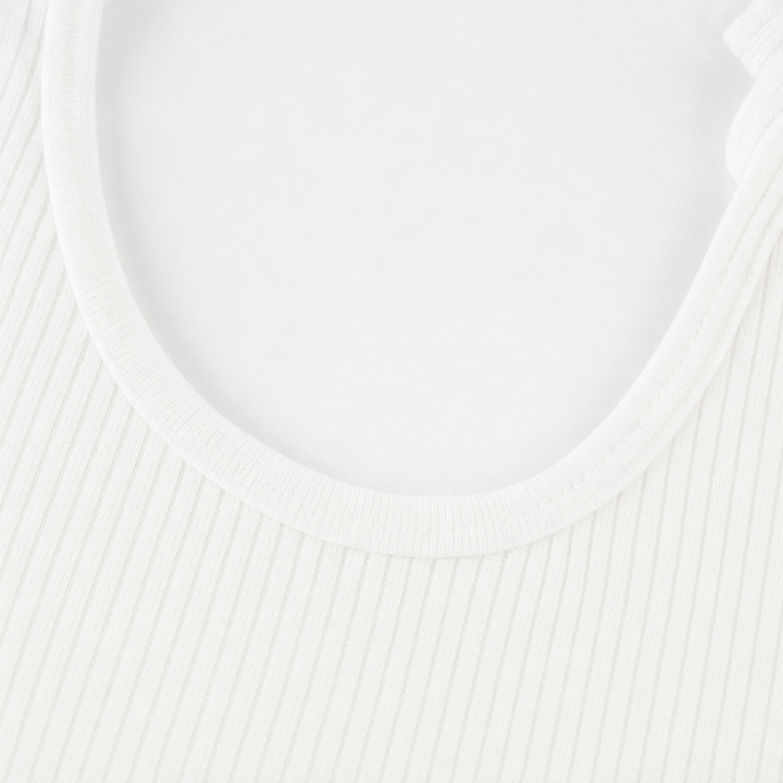 Buttonelle – Metallic Button Strap Ribbed Top