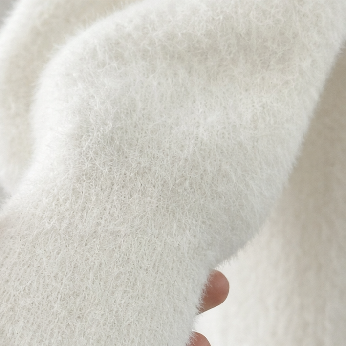 Veloura – Fuzzy-Knit V-Neck Mini Dress