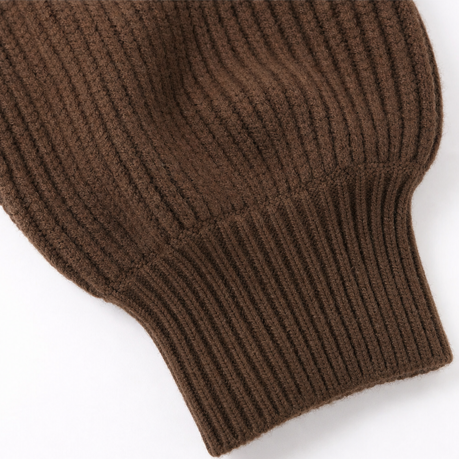 Vivelle – Asymmetric Gold-Button Bishop Sleeve Cardigan