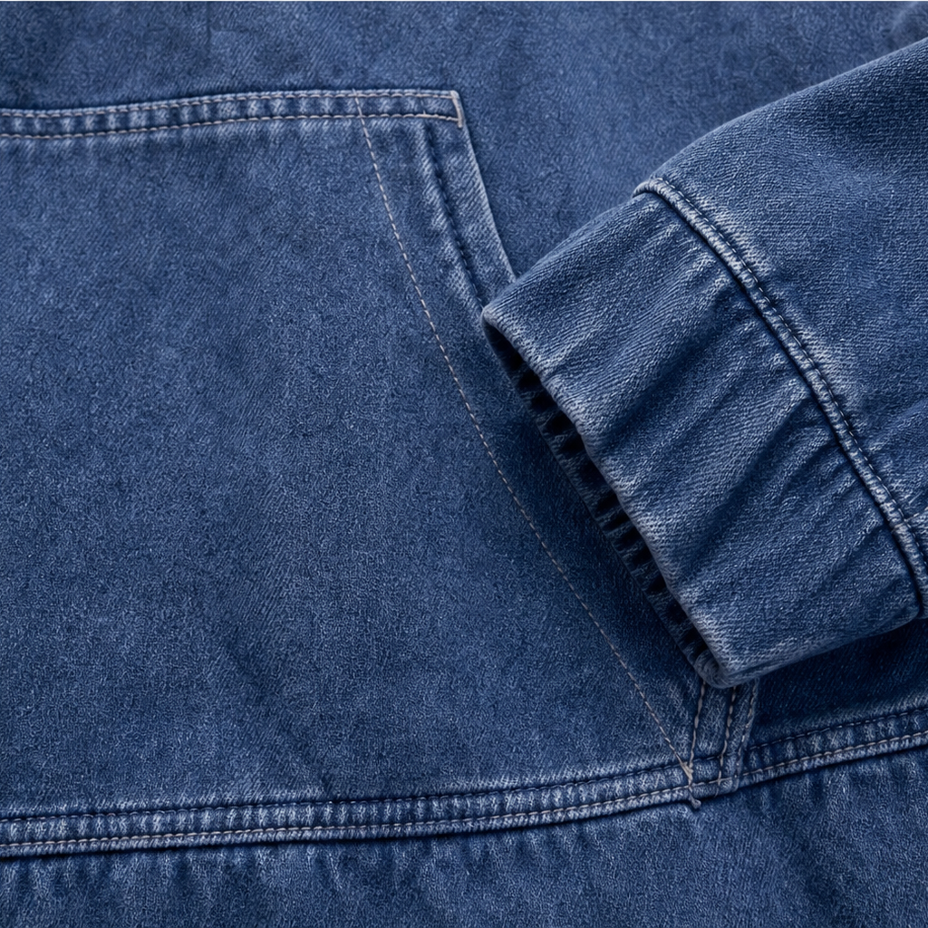 Denim Ease – Washed Oversized Denim Hoodie