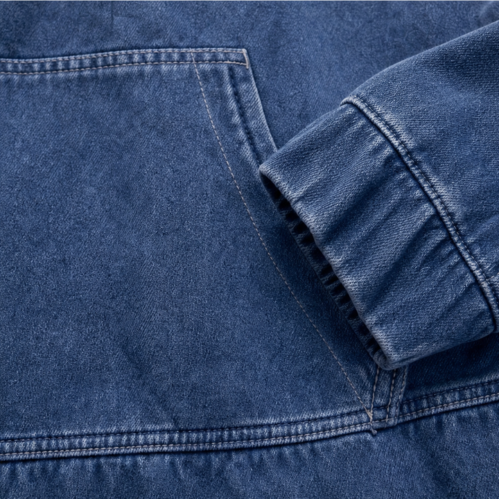 Denim Ease – Washed Oversized Denim Hoodie