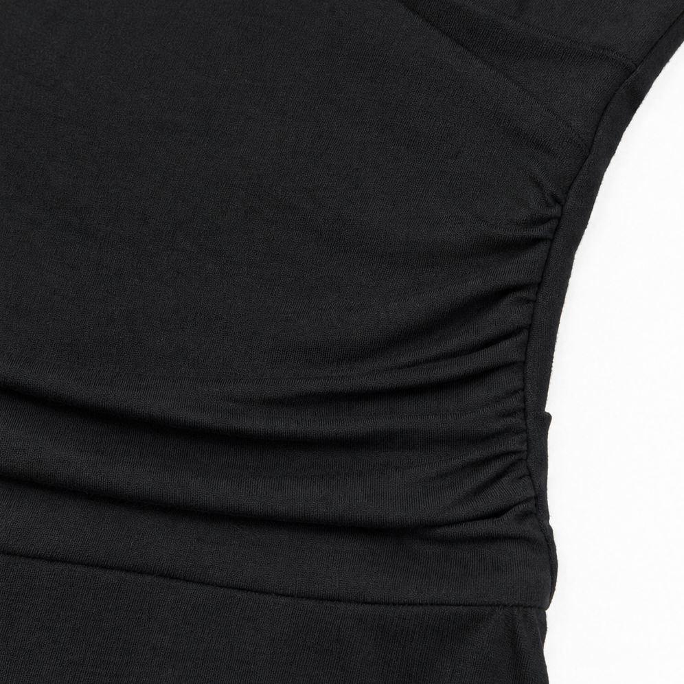 Veloura – Deep V-Neck Lace-Sleeve Fitted Top