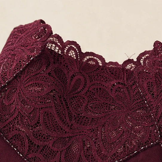 Lunelle – Scalloped Lace Rhinestone Knit Top