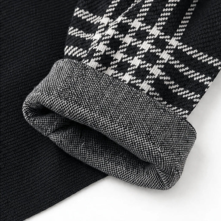Plaidelle – Asymmetric Plaid Panel Knit Sweater