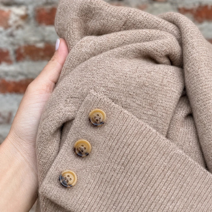 Standelle – Button-Cuff Stand-Collar Knit Sweater