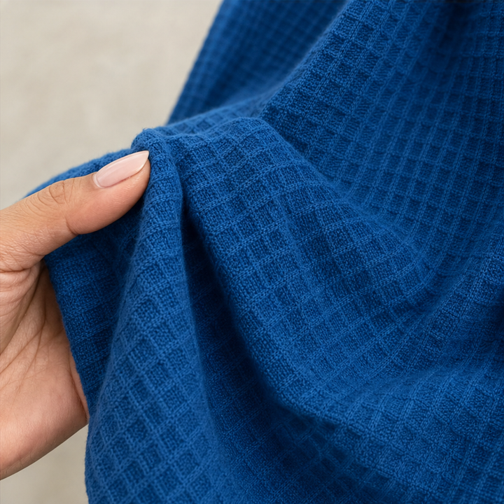 Drapella – Asymmetric Crossover Hem Waffle Knit Top