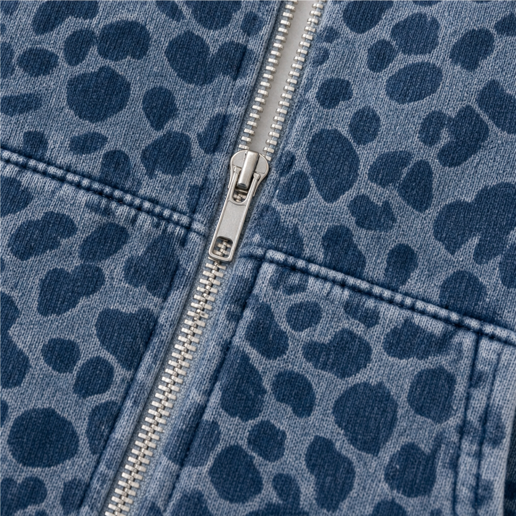 Wearluxe – Leopard Print Zip-Up Hoodie