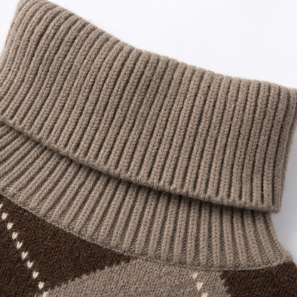 Wovelle – Argyle Knit Sweater And Skirt Set