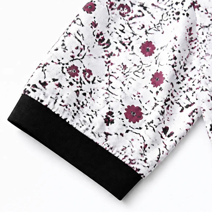 Evelora – Floral V-Neck Tunic Top with Button Yoke