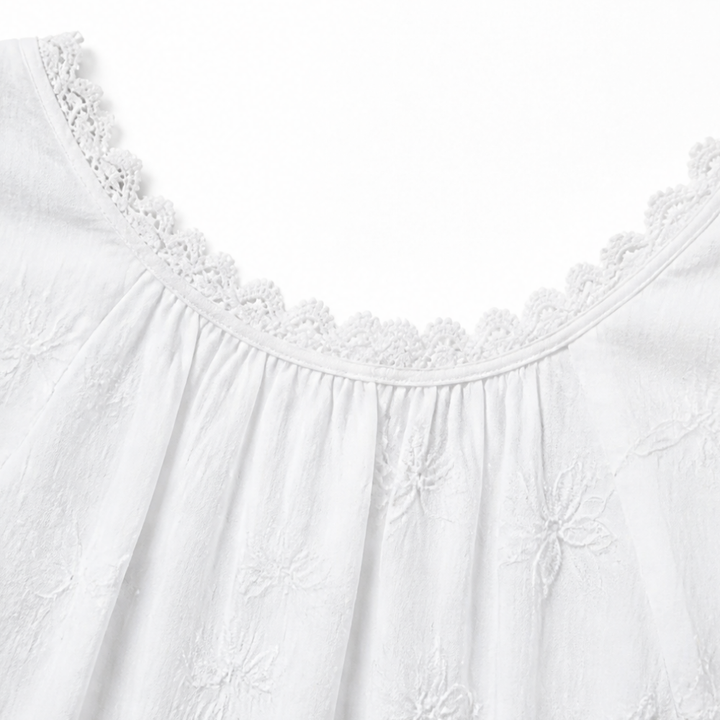 Solayne – White Lace V Neck Embroidered Look Tank Top for Women