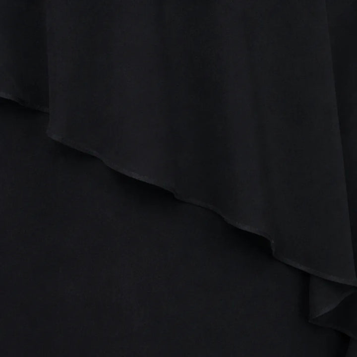 Velora – Rhinestone Look V-Neck Chiffon Like Cape Midi Dress