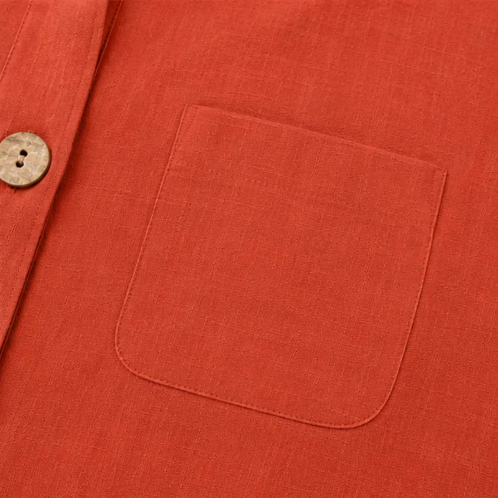 Marelle – Relaxed Fit Linen-Look Button Blouse with ¾ Sleeve