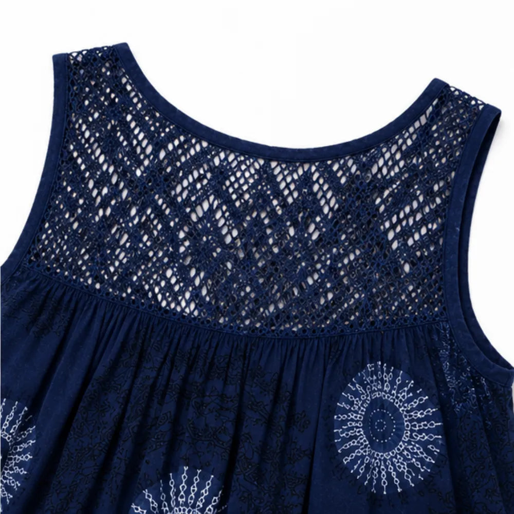 Islora – Sleeveless Lace Look-Yoke Summer Dress