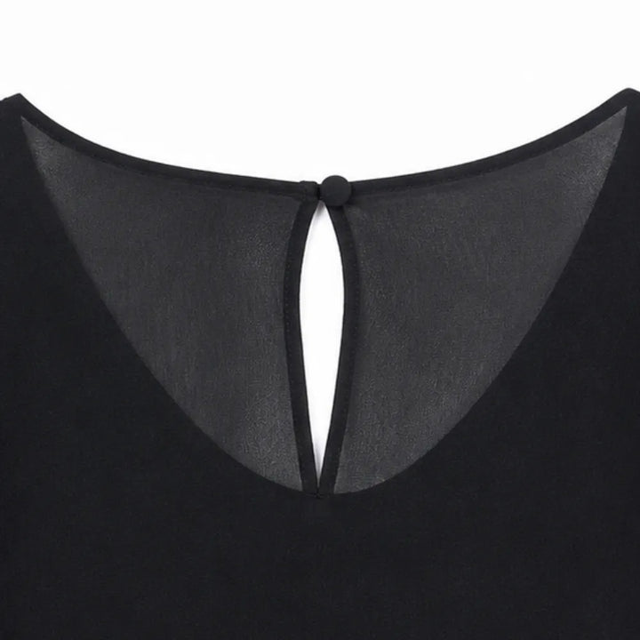 Velora – Rhinestone Look V-Neck Chiffon Like Cape Midi Dress