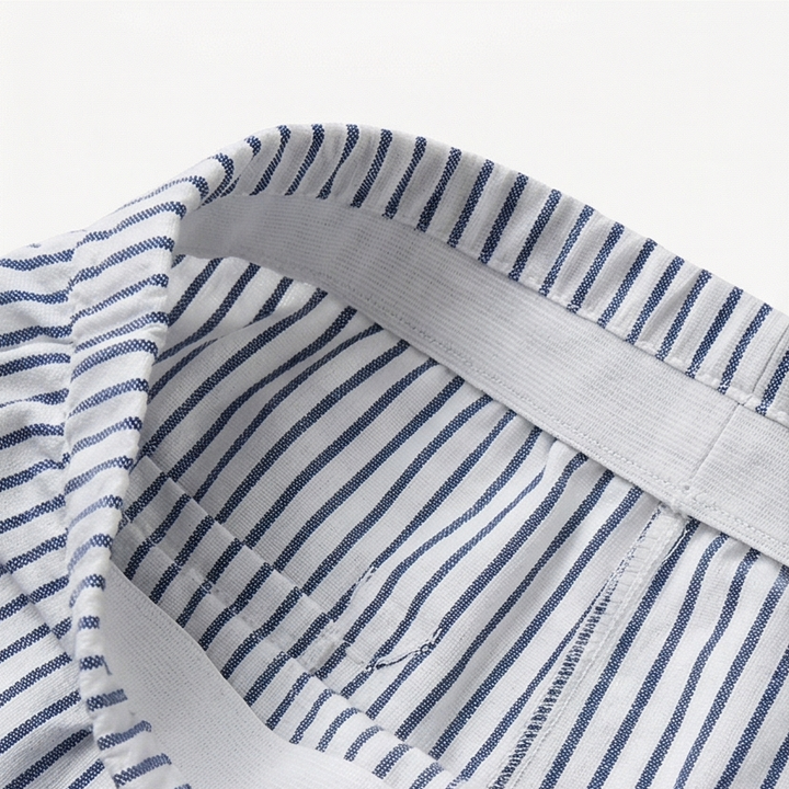 Coastlyn – Women's Striped Cotton Pants with Button Trim