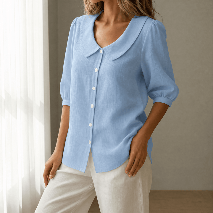 Collaré – Retro Peter Pan Collar Button Up Blouse Light blue / M