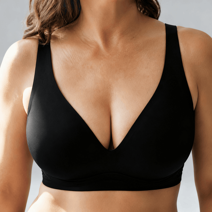 Comforel – Women's Wireless Deep-V Support Bra Black / S