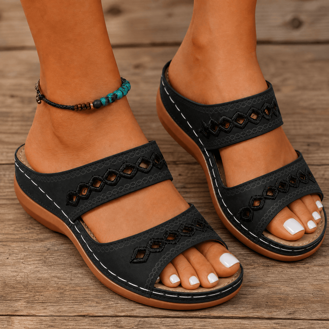Comfort Lift – Orthopedic Wedge Sandals Black / 5