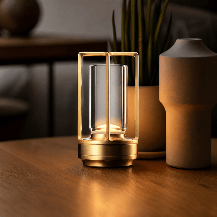 Crystelle – Elegant Cordless Crystal Table Lamp Gold
