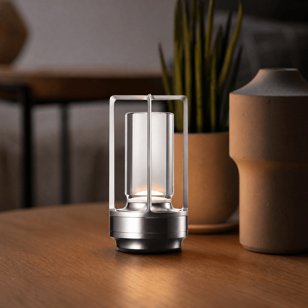 Crystelle – Elegant Cordless Crystal Table Lamp Silver